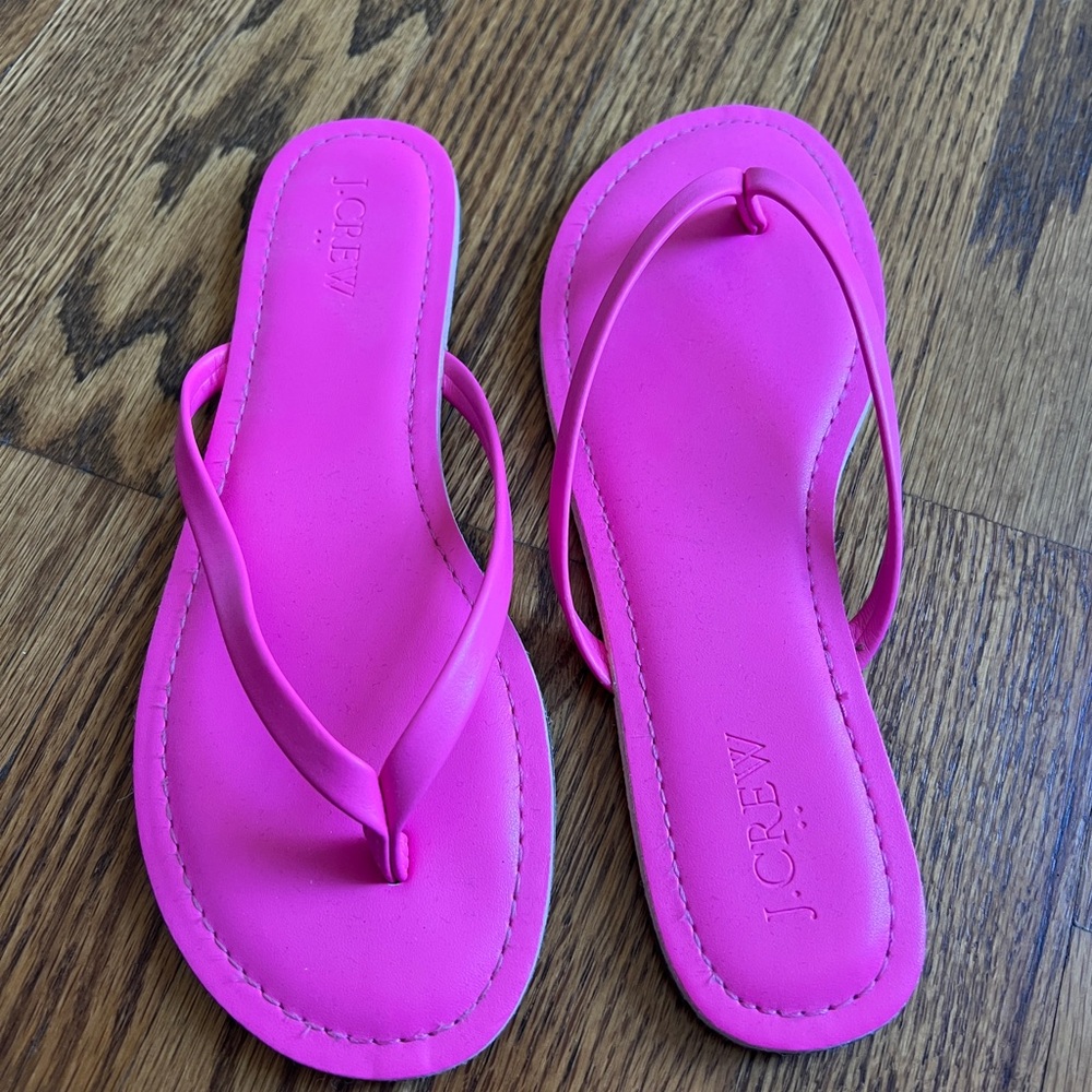 NWOT J. Crew Women's Pink Flip Flops Vegan Faux Leather